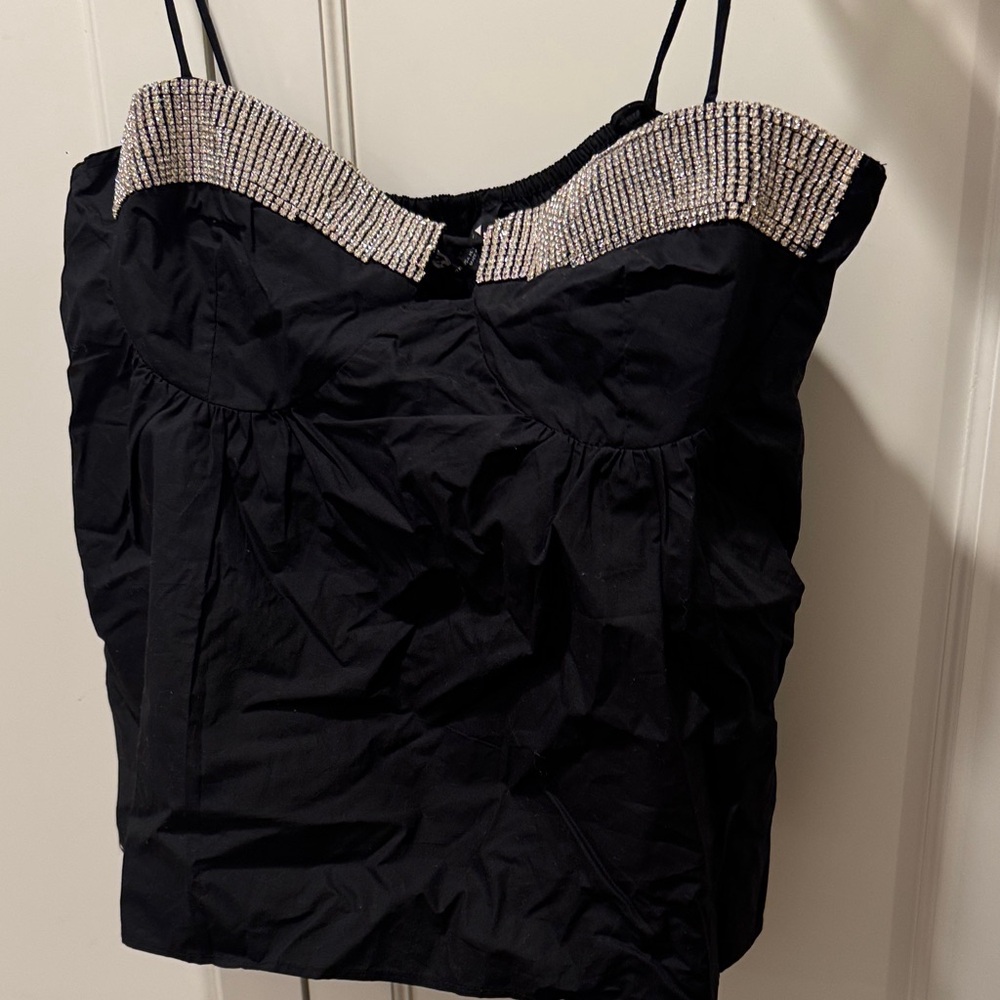 Zara Black Camisole with Silver Beading